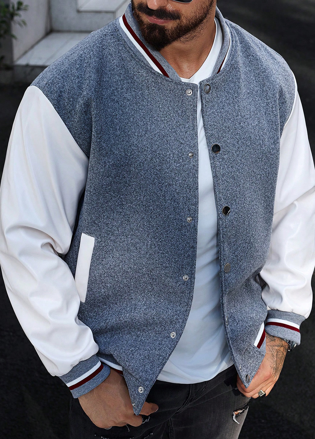 Бомбер SHEIN бейсбольный на кнопках (367006269)