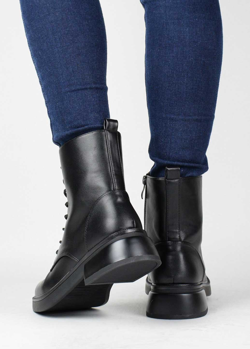 Черевики жіночі демісезонні No Brand Ботинки однотонні чорні