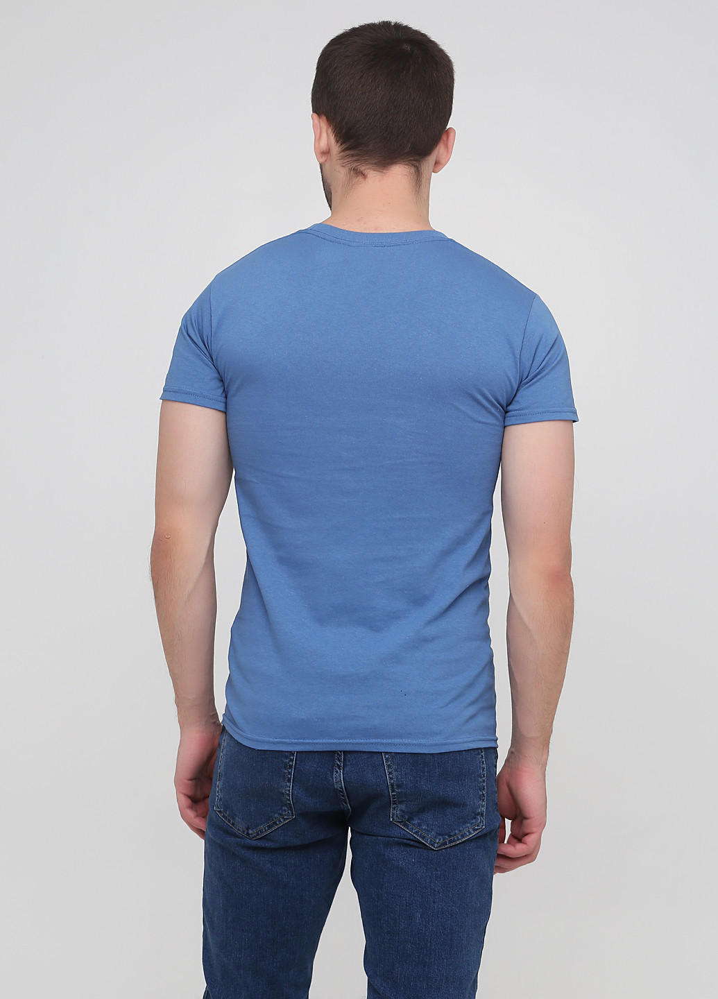Серо-синяя футболка Hanes