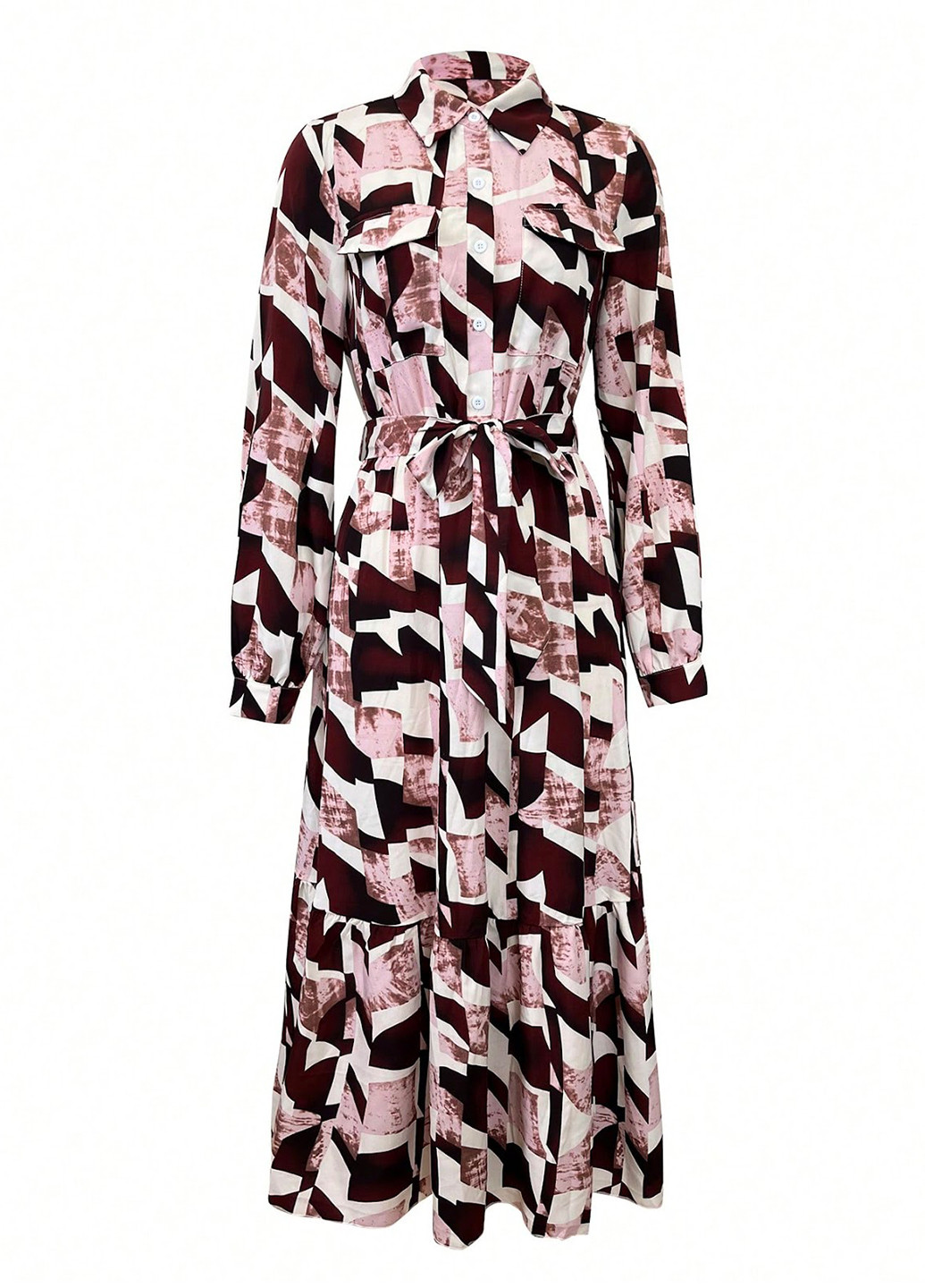 Фиолетовое кэжуал платье клеш, рубашка SHEIN с абстрактным узором