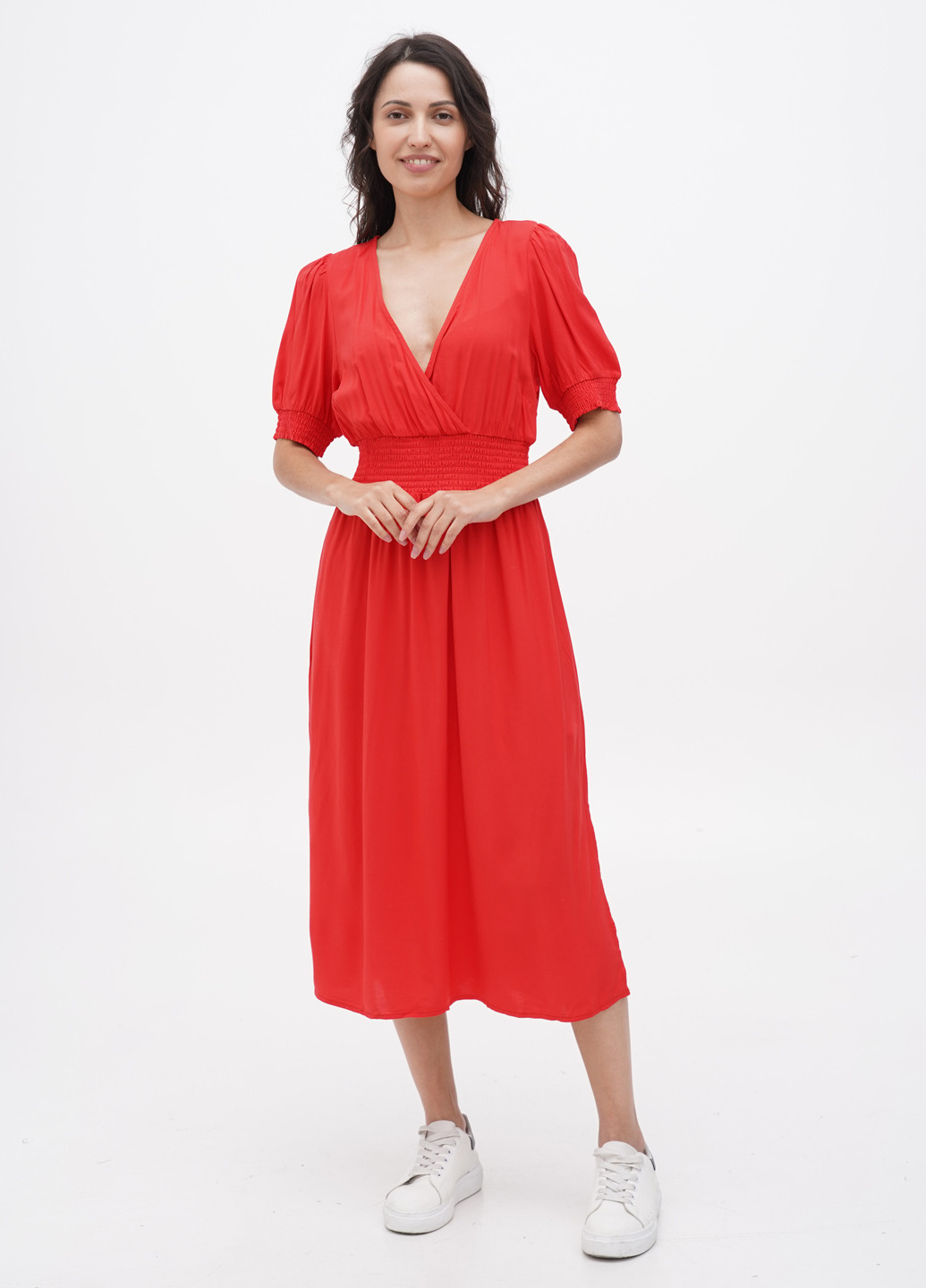 Красное кэжуал платье YAS однотонное