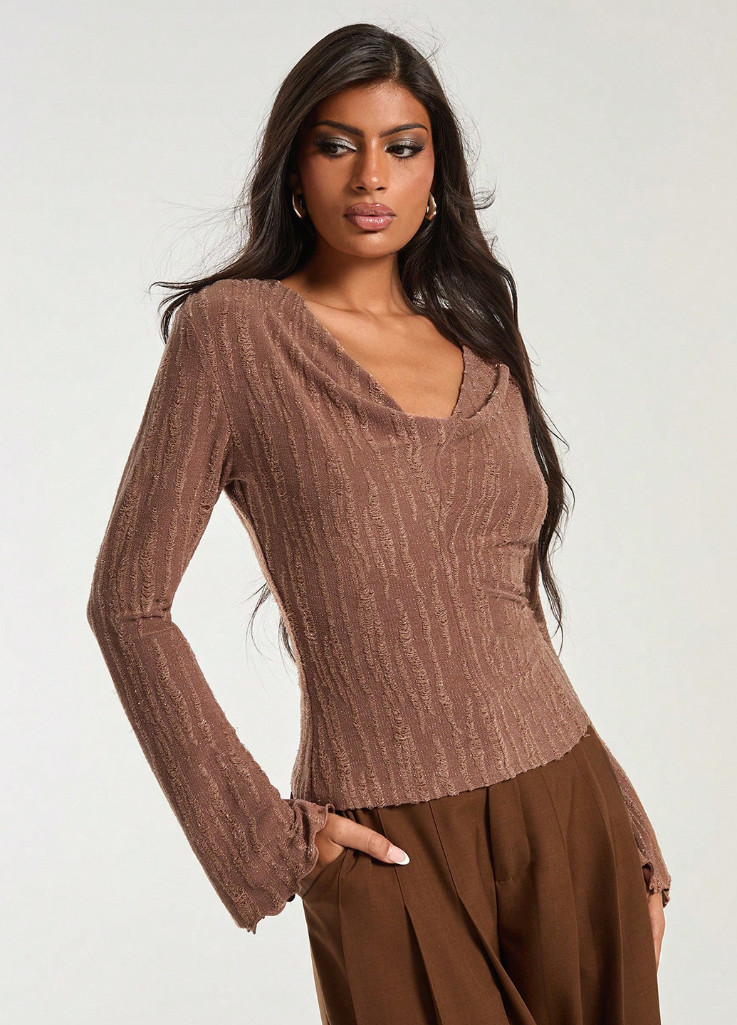 Коричнева блуза SHEIN