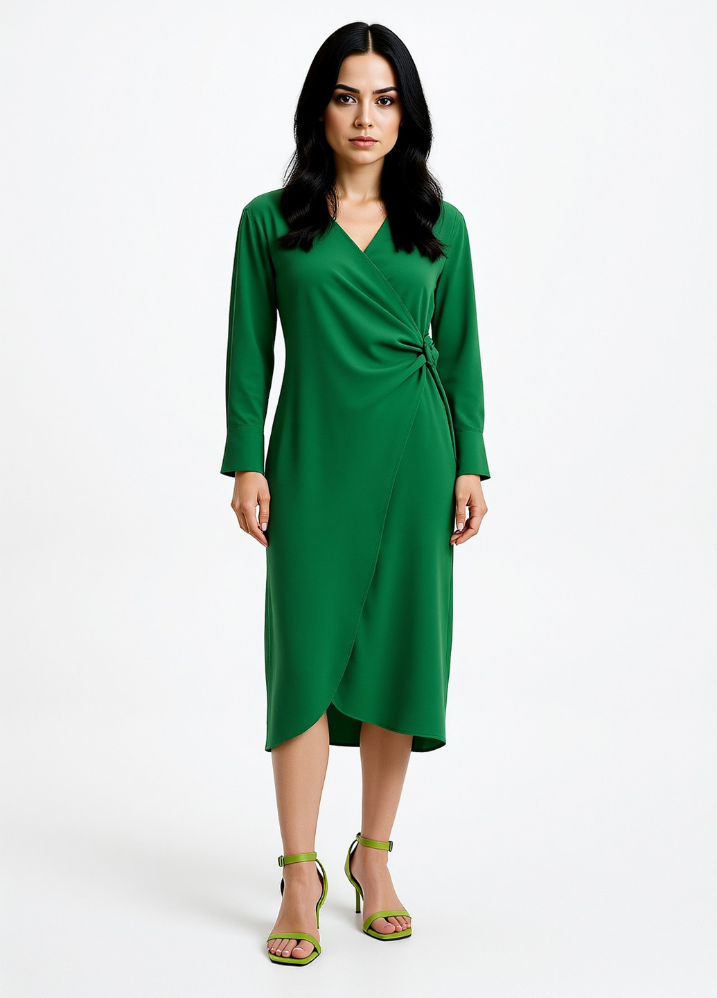 Зелена кежуал сукня на запах Reserved однотонна