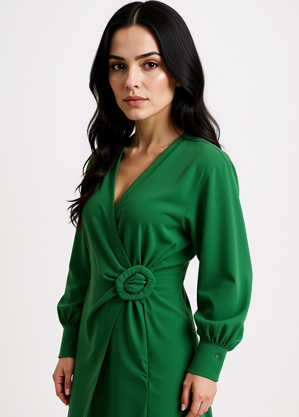 Зелена кежуал сукня на запах Reserved однотонна