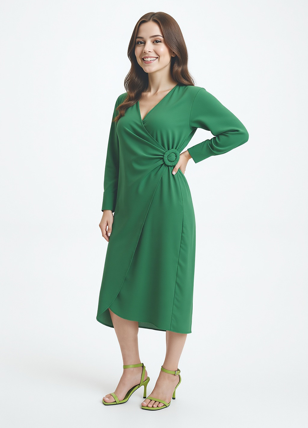 Зелена кежуал сукня на запах Reserved однотонна