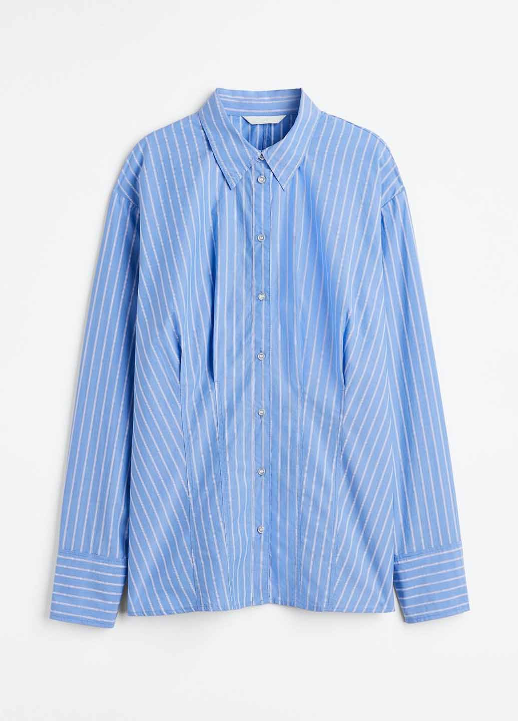 Темно-голубой кэжуал рубашка в полоску H&M