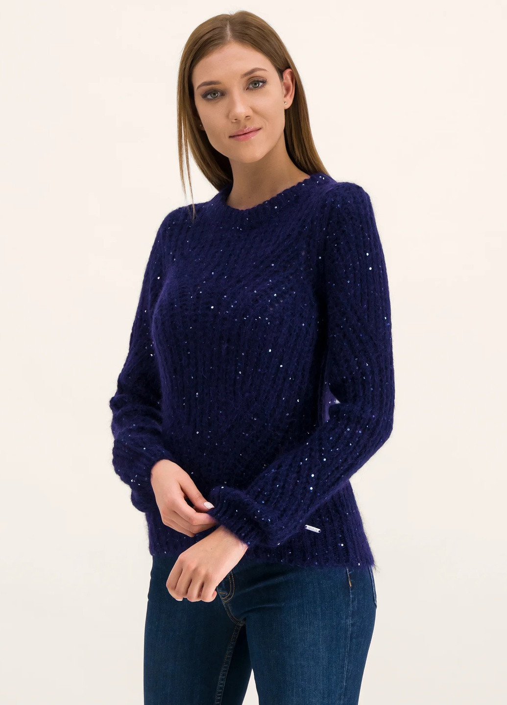 Темно-фиолетовый зимний свитер Guess