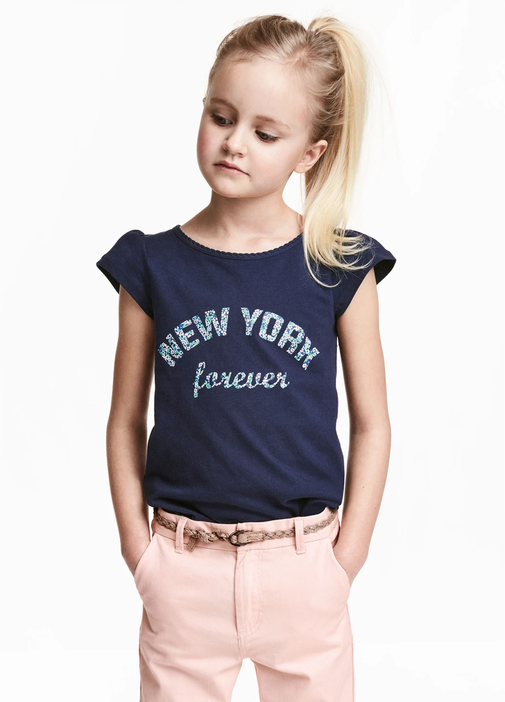 Темно-синяя летняя футболка H&M