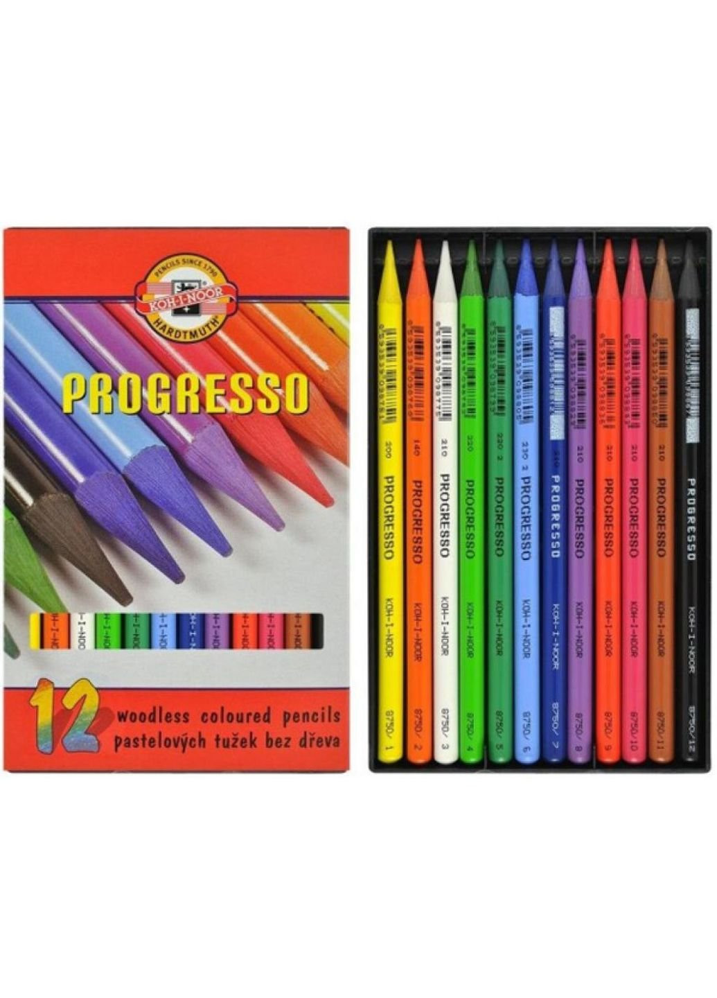 Карандаши цветные Progresso бездревесные 12 цветов (875601) Koh-I-Noor (254066030)