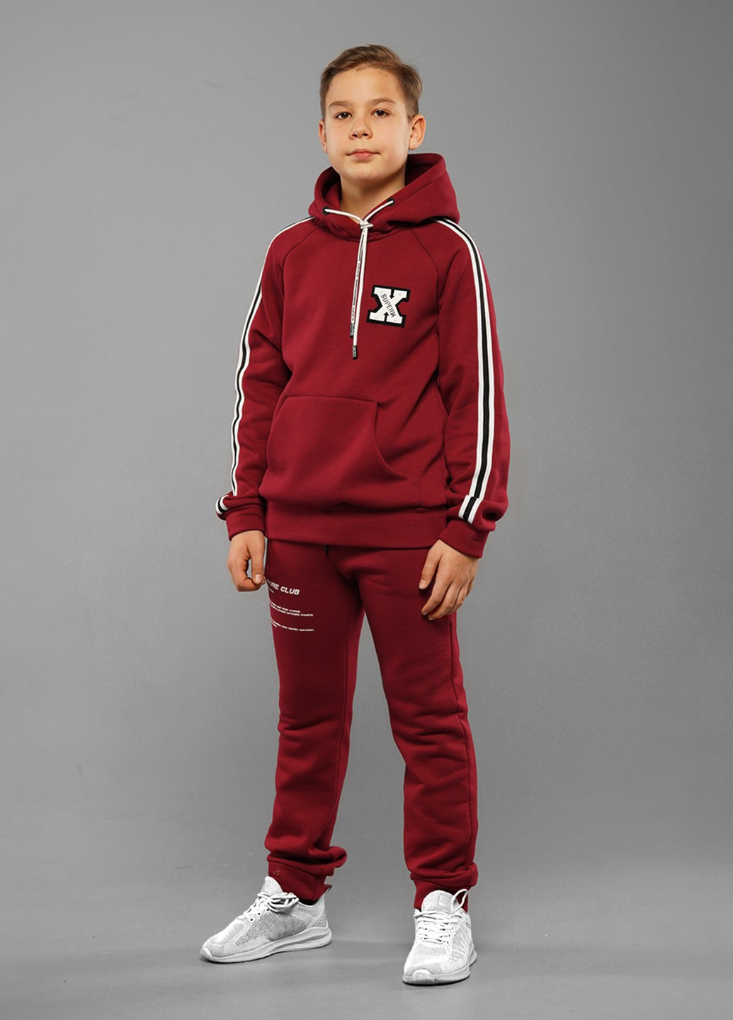 Бордовый демисезонный спортивный костюм с принтом Sinthia (217499174)