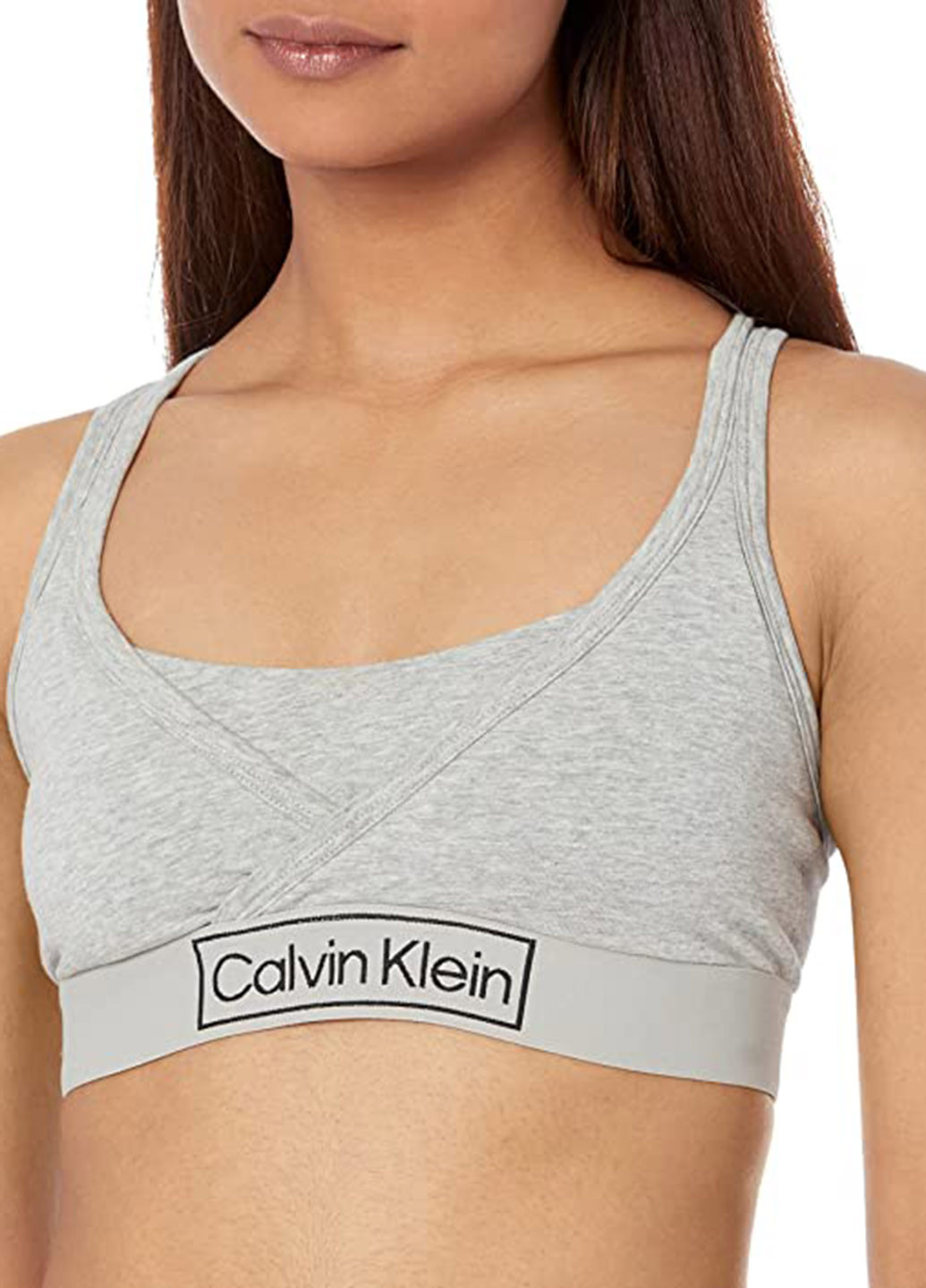 Серый топ бюстгальтер для кормящих мам Calvin Klein без косточек хлопок, трикотаж