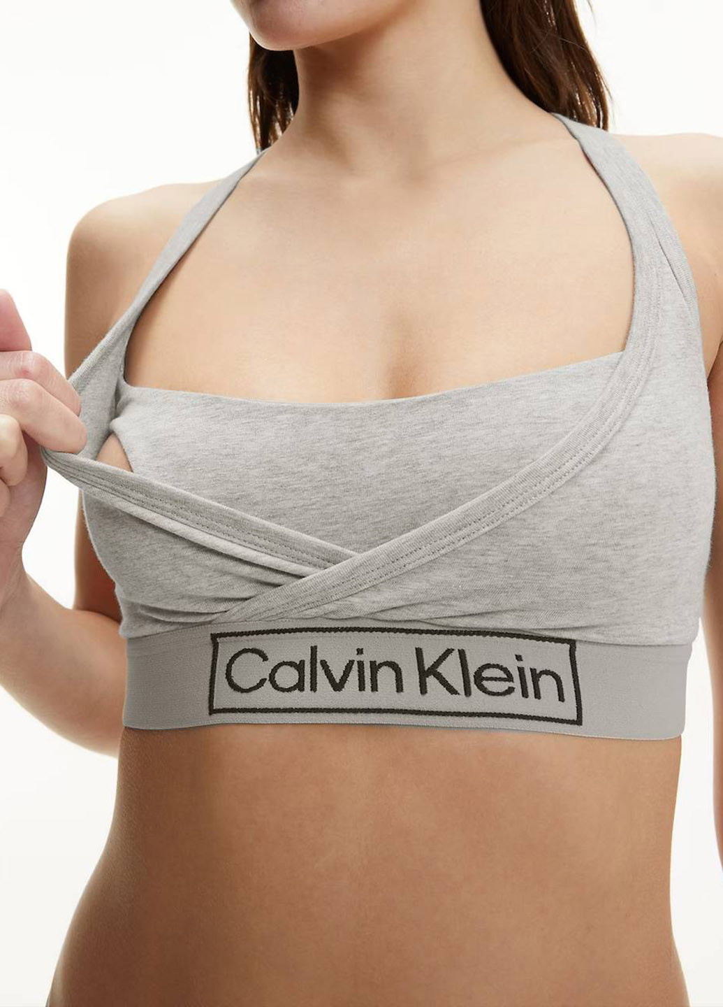 Сірий топ бюстгальтер для годуючих мам Calvin Klein без кісточок бавовна, трикотаж