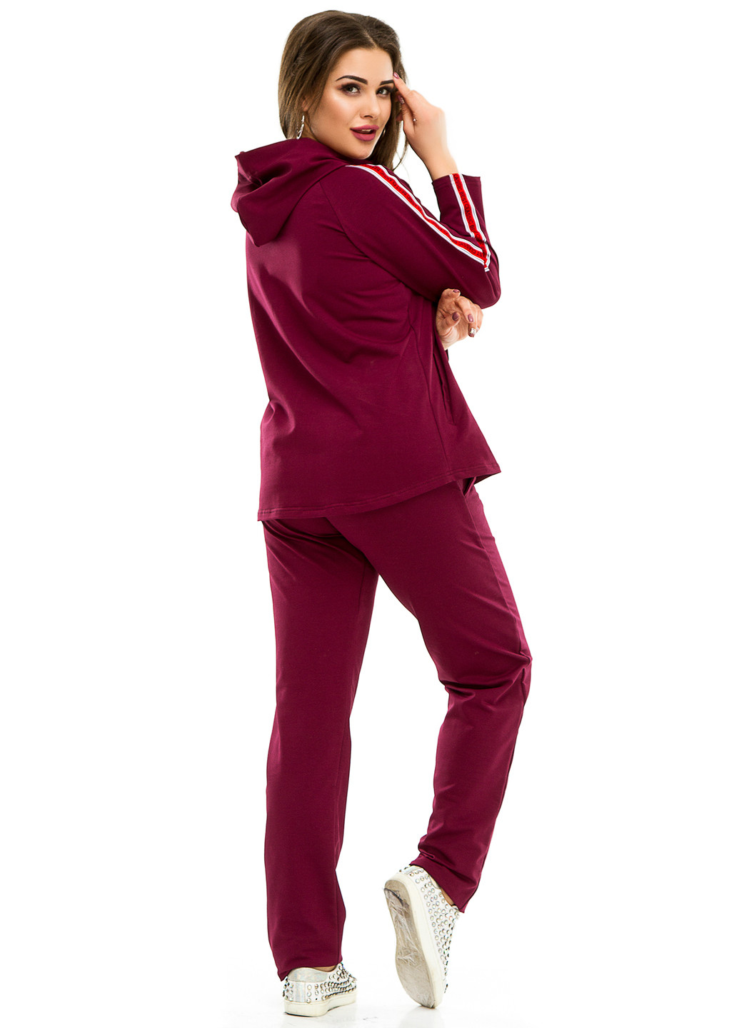 Костюм (толстовка, брюки) Demma с длинным рукавом однотонный сливовый спортивный
