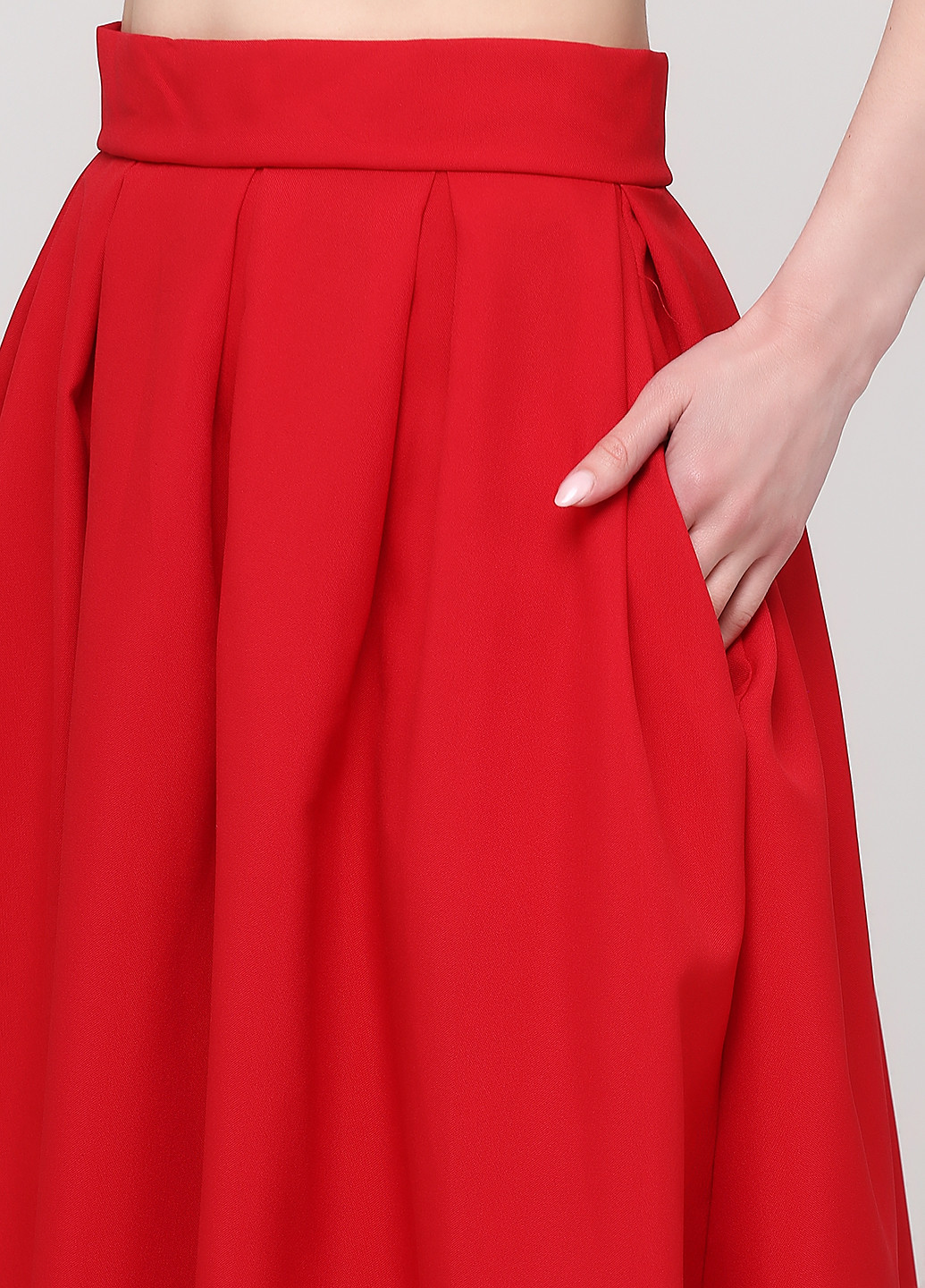 Красная кэжуал однотонная юбка NikTan клешированная-солнце