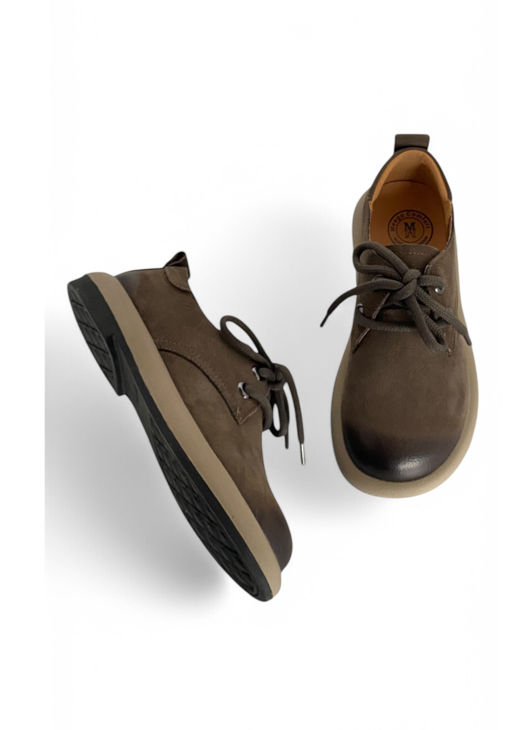 Meego Туфли дерби хаки з натуральный нубук, румыния — демисезон (322464941)
