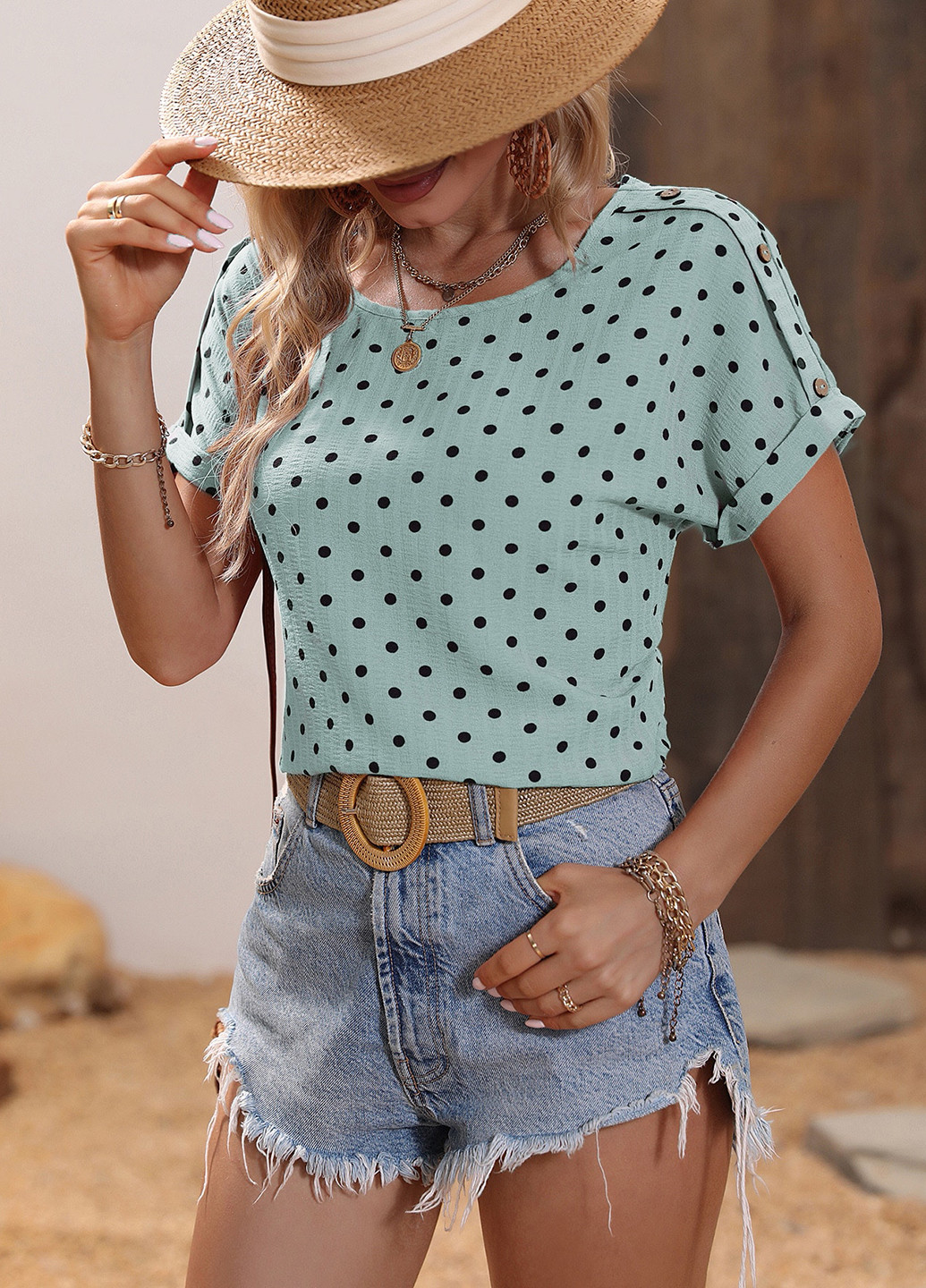 Мятная блуза SHEIN