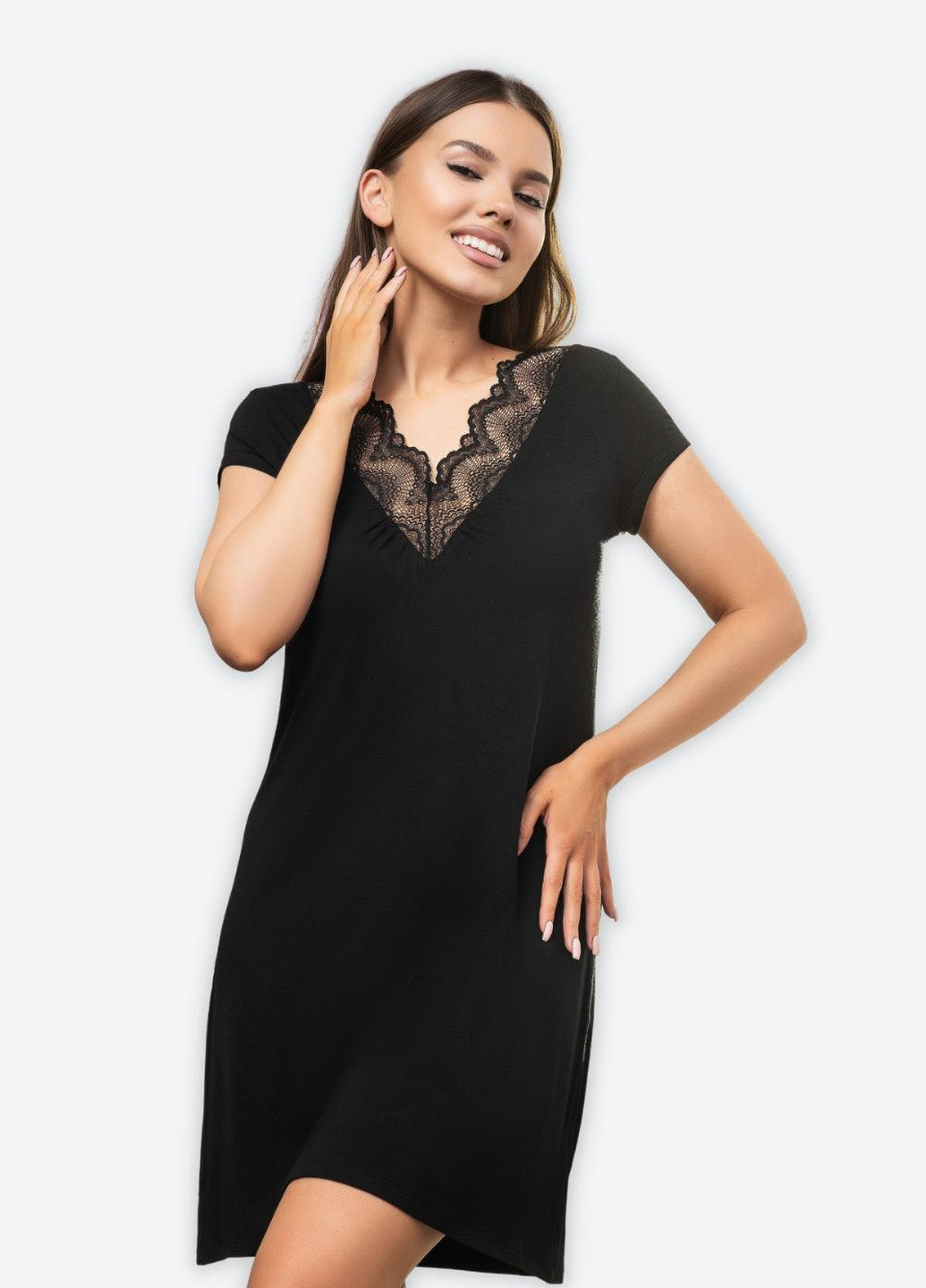 Нічна сорочка жіноча XXL чорна 0211 Effetto (254797284)