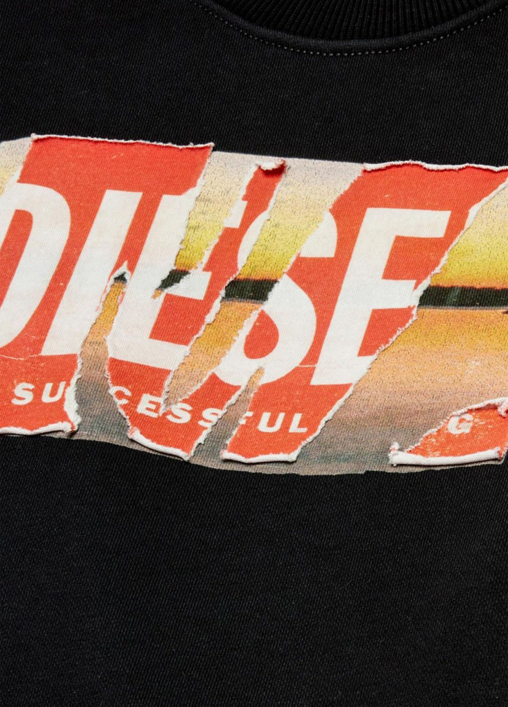 Черный свитшот Diesel логотип потертости, аппликация (344546171)