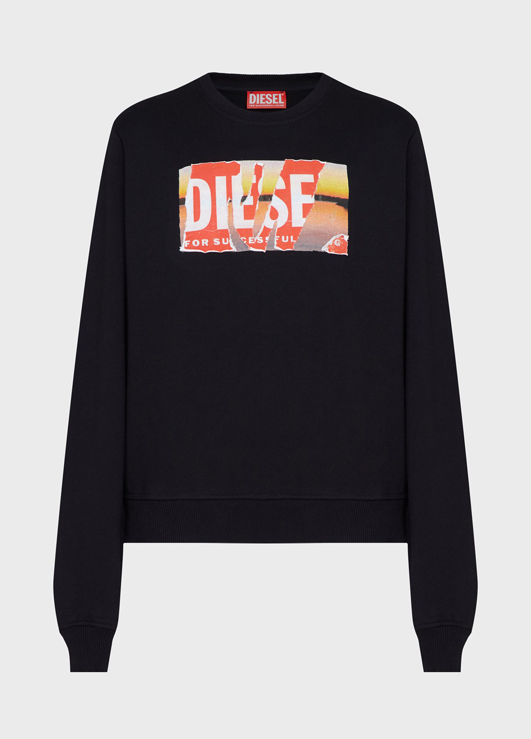 Черный свитшот Diesel логотип потертости, аппликация (344546171)