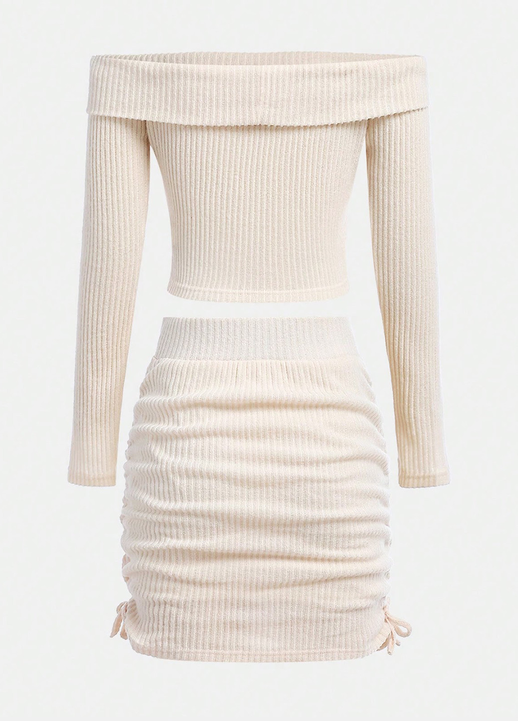 Кремовий демісезонний костюм (лонгслів, спідниця) спідничний SHEIN