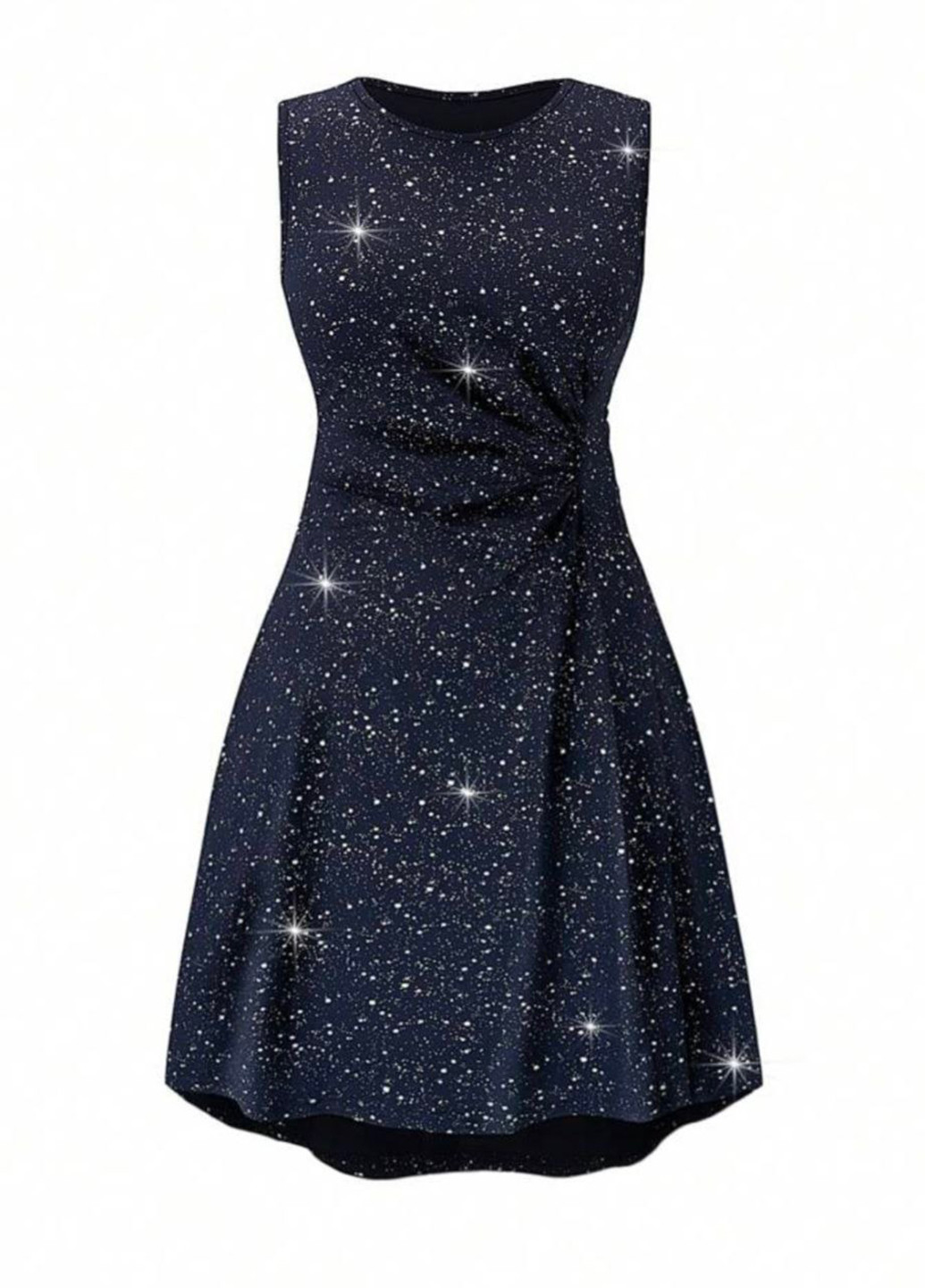 Темно-синее кэжуал платье клеш SHEIN в горошек