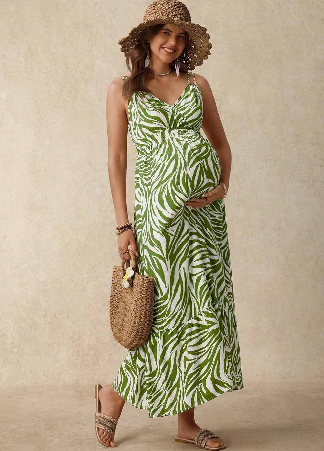 Зеленое кэжуал платье а-силуэт SHEIN зебра