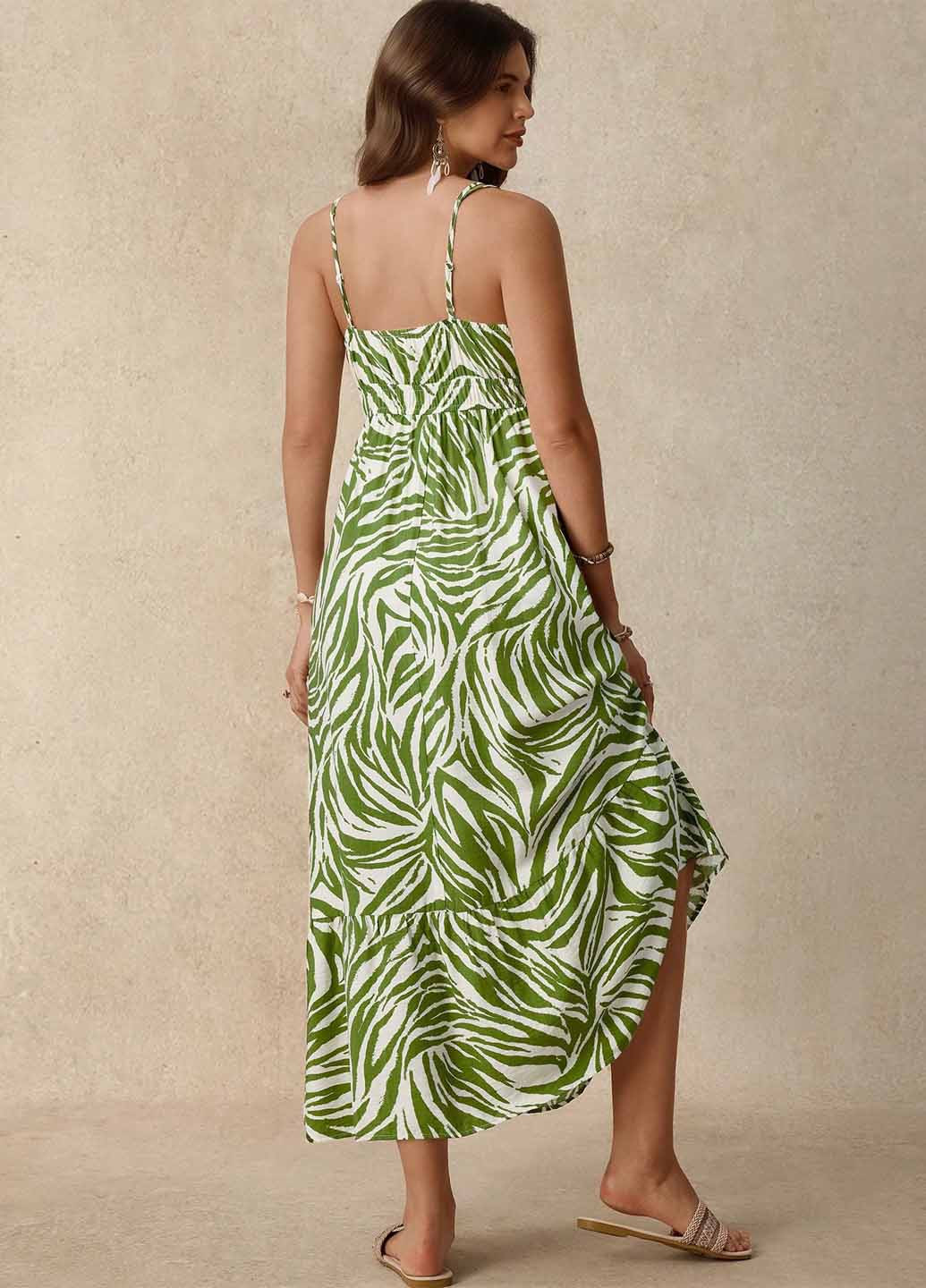 Зеленое кэжуал платье а-силуэт SHEIN зебра