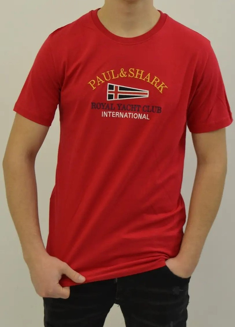 Красная футболка мужская Paul & Shark Men's Red Embroidered T-shirt