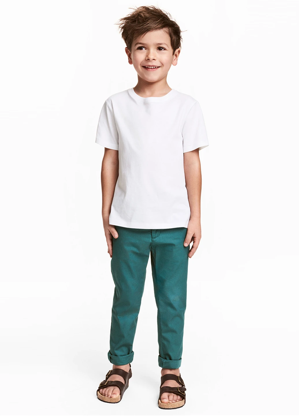 Бирюзовые кэжуал демисезонные брюки зауженные H&M