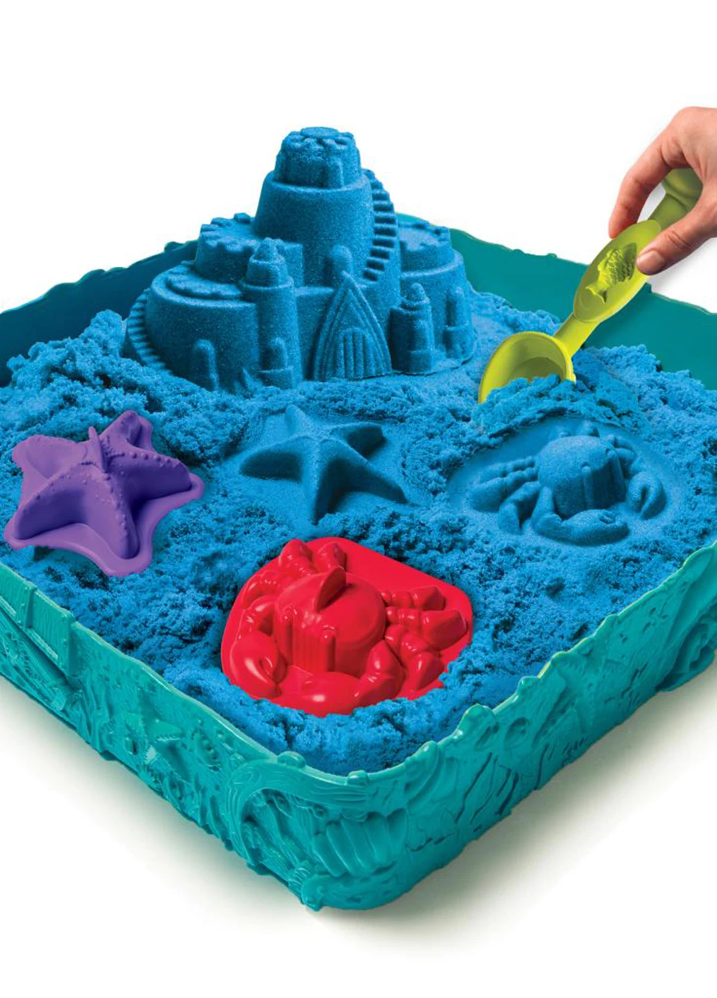 Набір піску для дитячої творчості - KINETIC SAND ЗАМОК З ПІСКУ (блакитний, 454 г, формочки, лоток) Wacky-Tivities (27281884)