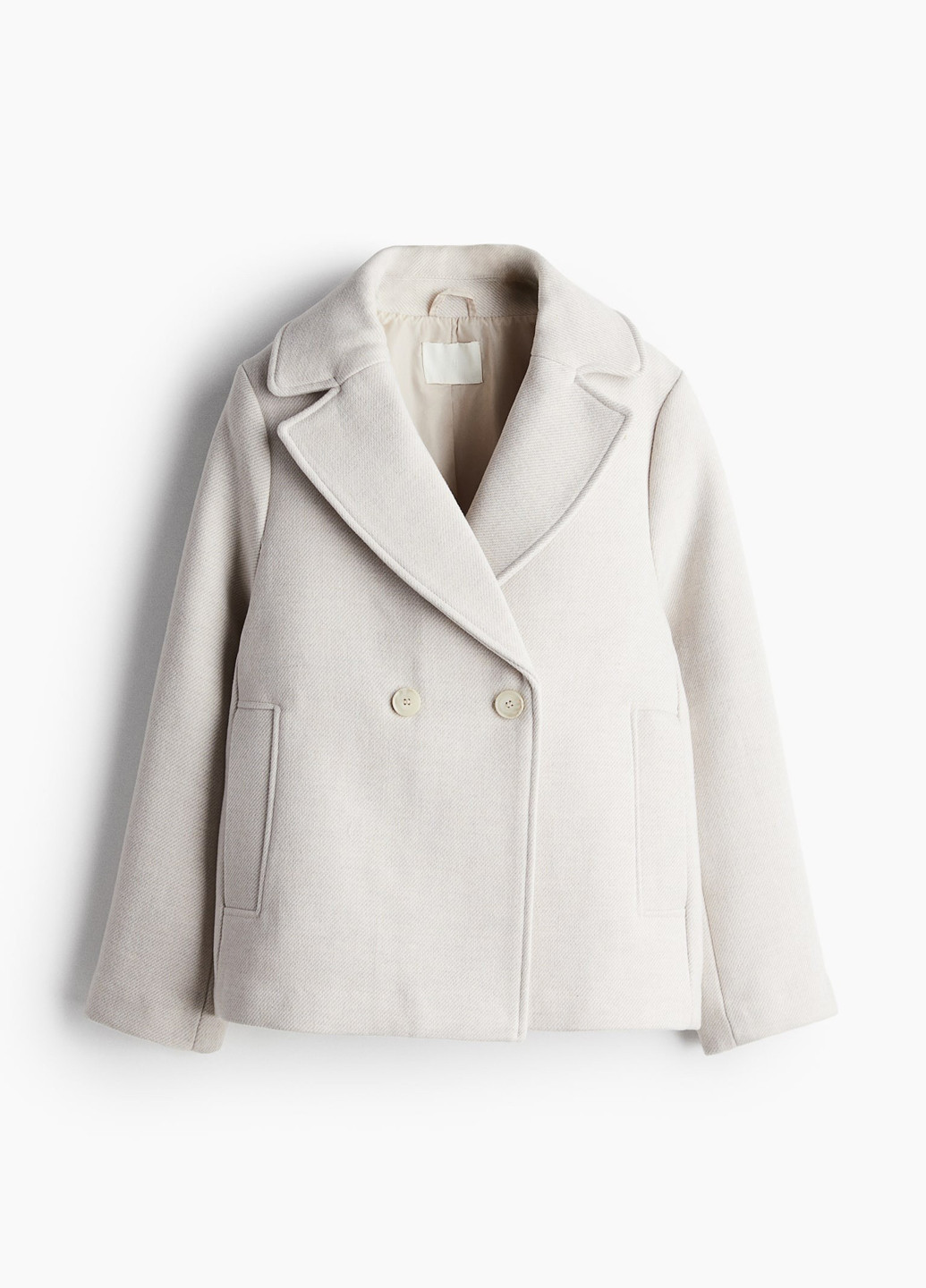 Светло-бежевое Кэжуал полупальто двубортное H&M однотонное