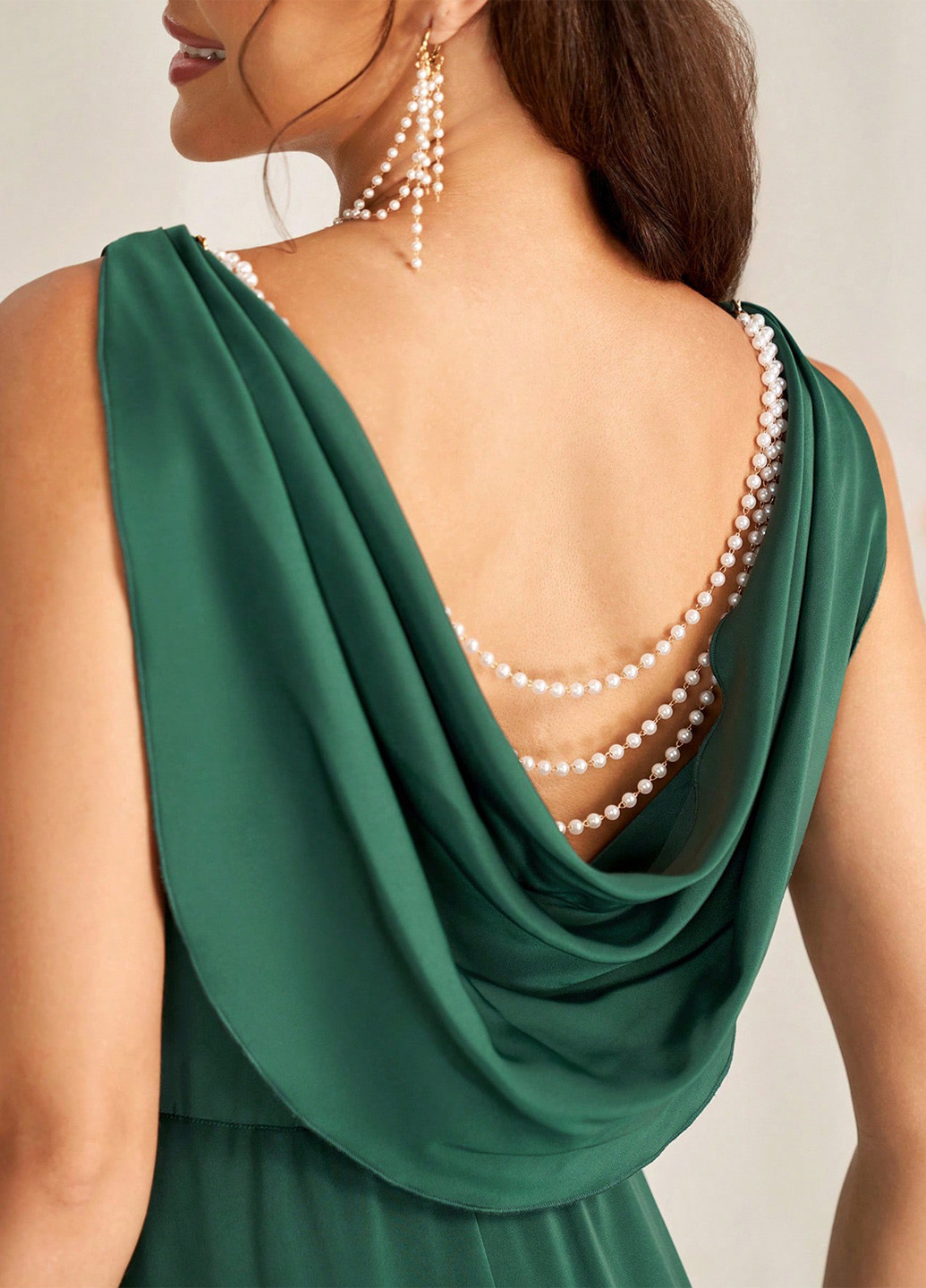 Темно-зелена вечірня сукня а-силует SHEIN однотонна