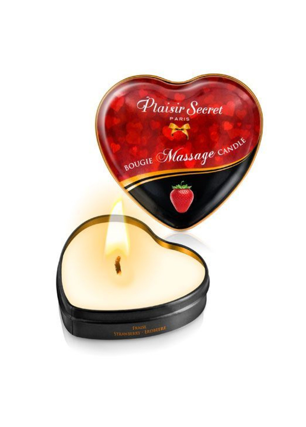 Массажная свеча сердечко Strawberry (35 мл) Plaisirs Secrets (252022280)