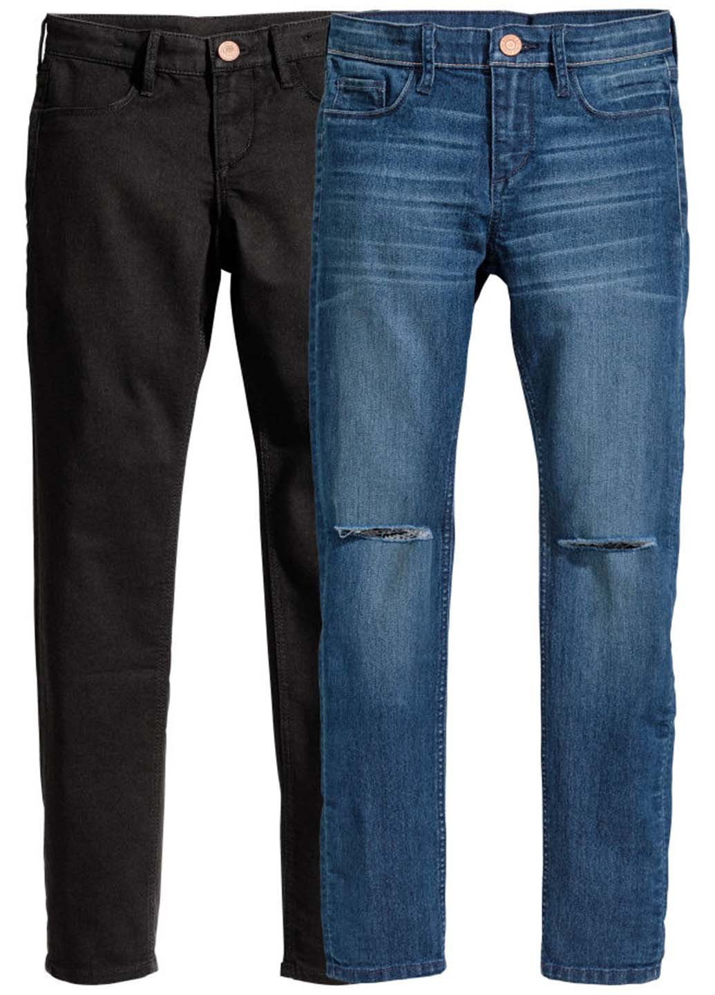 Комбинированные демисезонные зауженные джинсы (2шт.) H&M