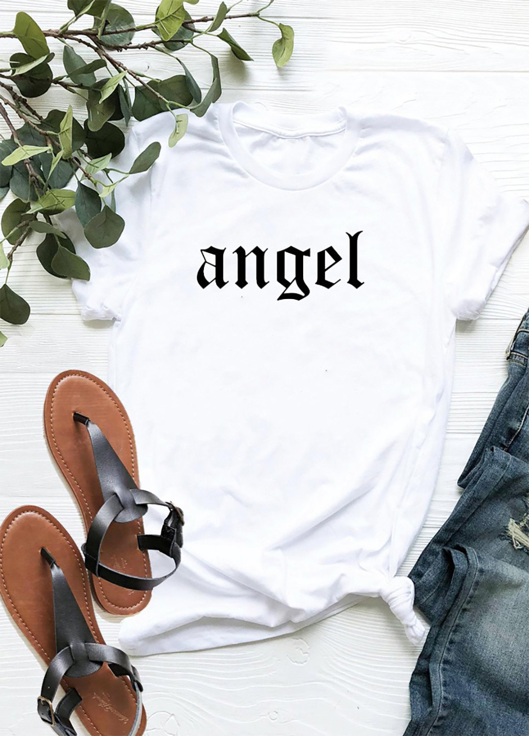 Біла демісезон футболка жіноча біла angel Zuzu