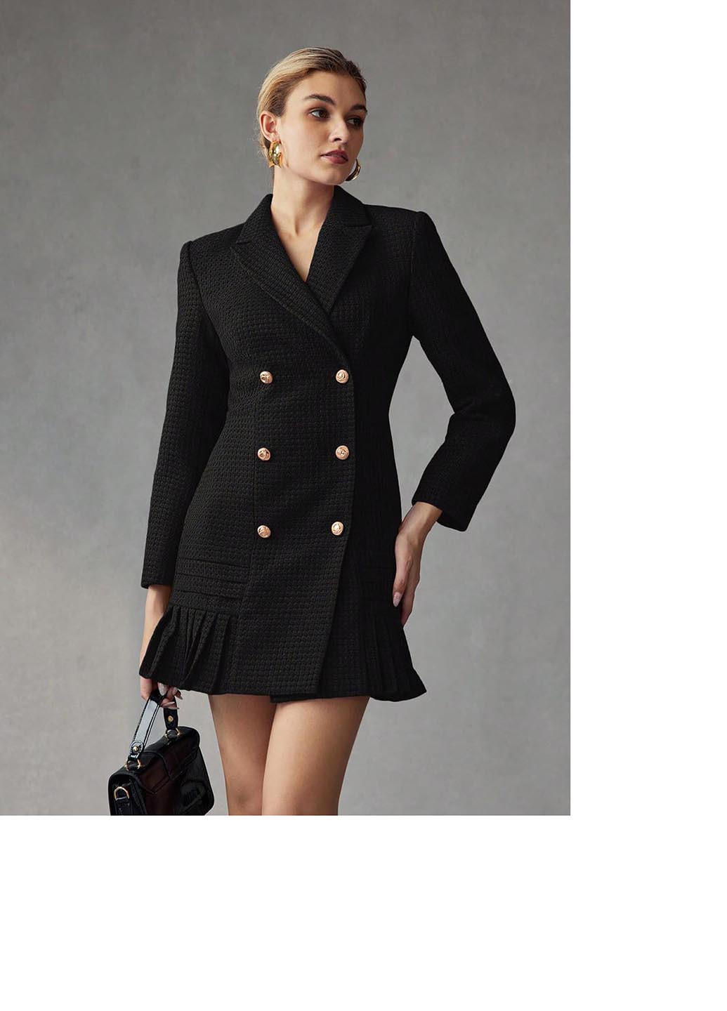 Чорна ділова, кежуал сукня сукня-жакет SHEIN однотонна