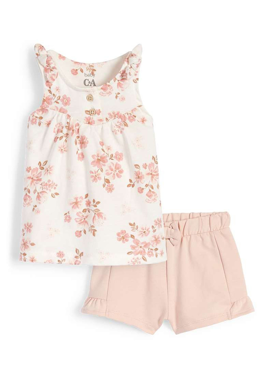 Кремовый летний комплект (туника, шорты) C&A