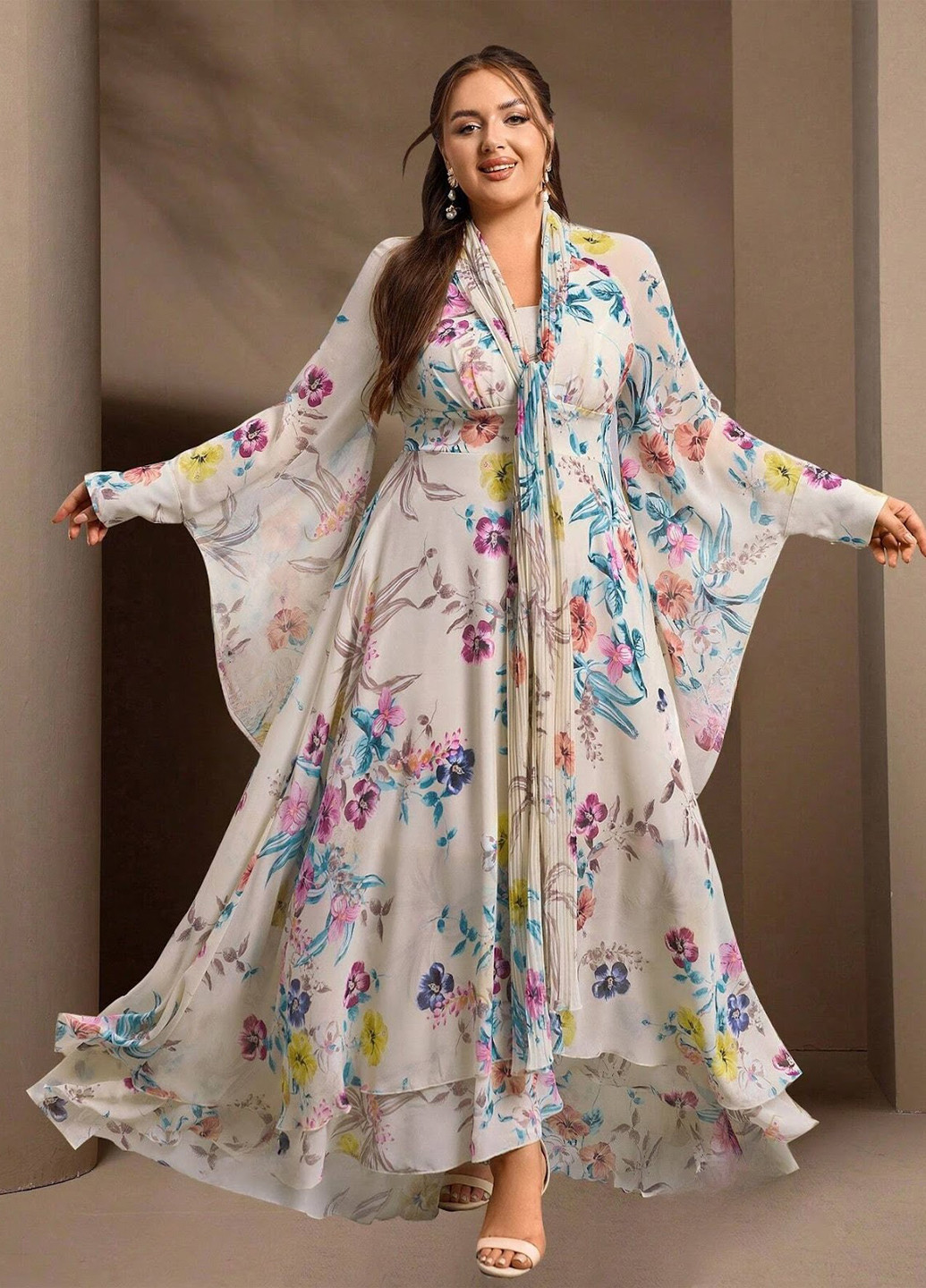 Комбінована кежуал сукня кльош SHEIN з квітковим принтом