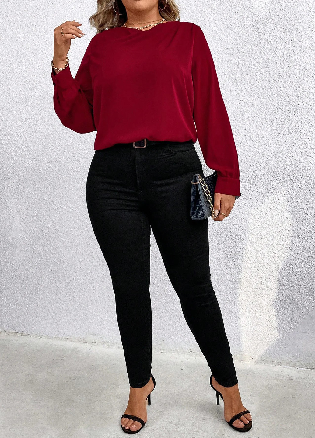 Тёмно-красная блуза SHEIN