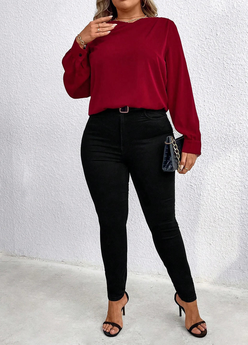 Тёмно-красная блуза SHEIN