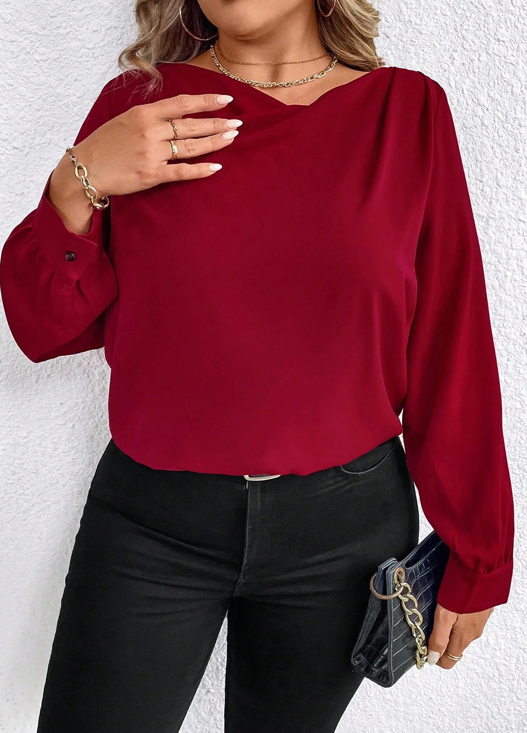 Тёмно-красная блуза SHEIN