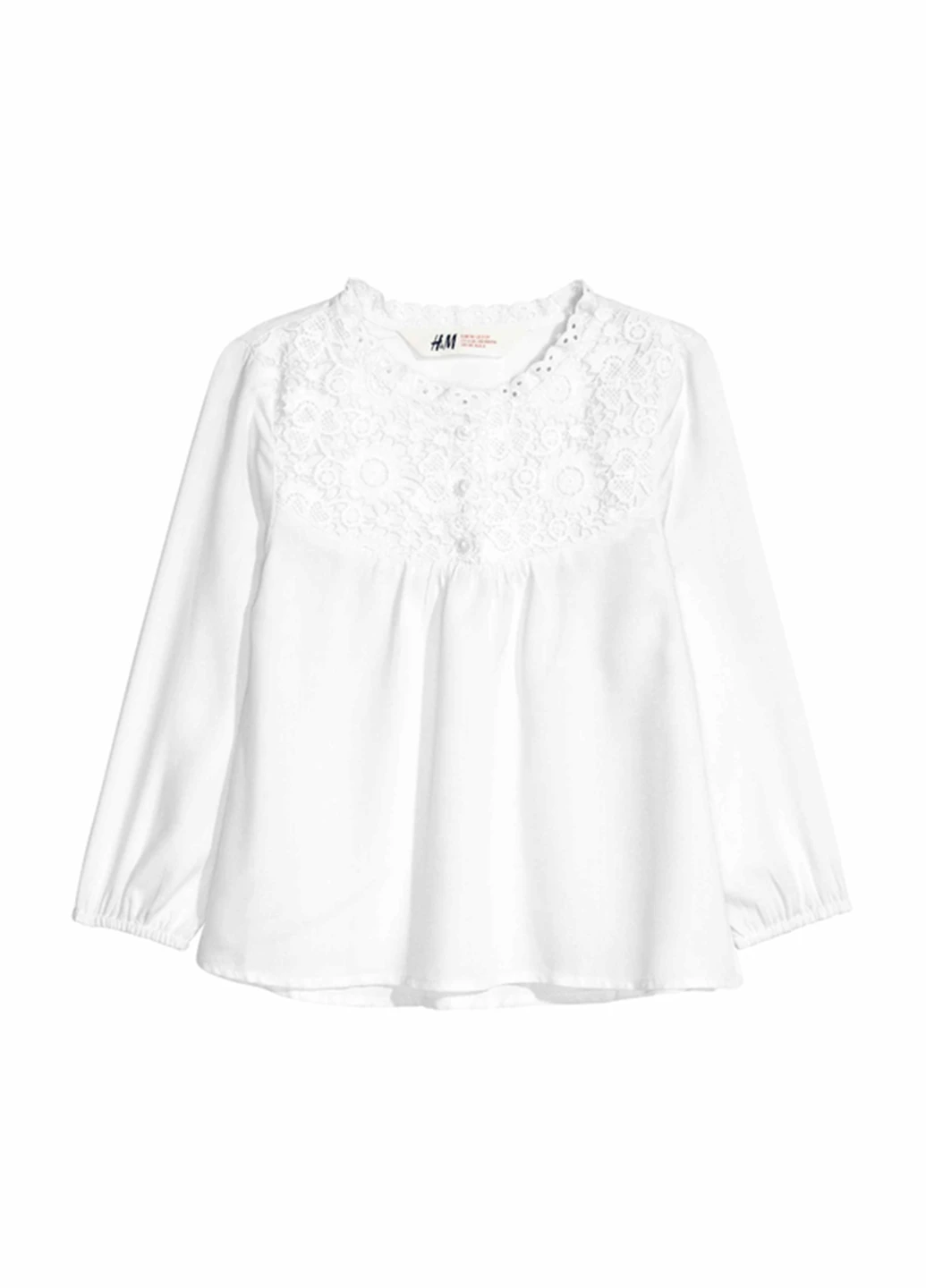 Белая блузка с длинным рукавом H&M демисезонная