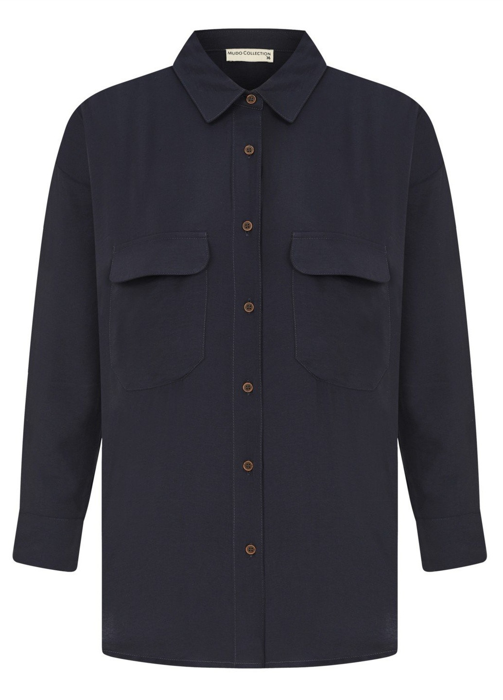 Синяя кэжуал рубашка однотонная Mudo