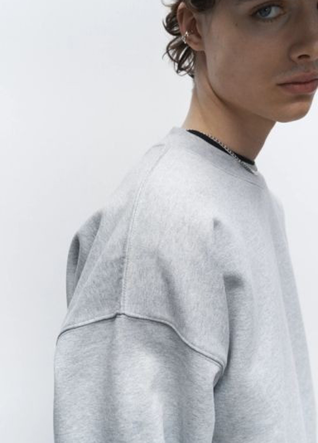 Светло-серый свитшот H&M меланж без декора (364337288)