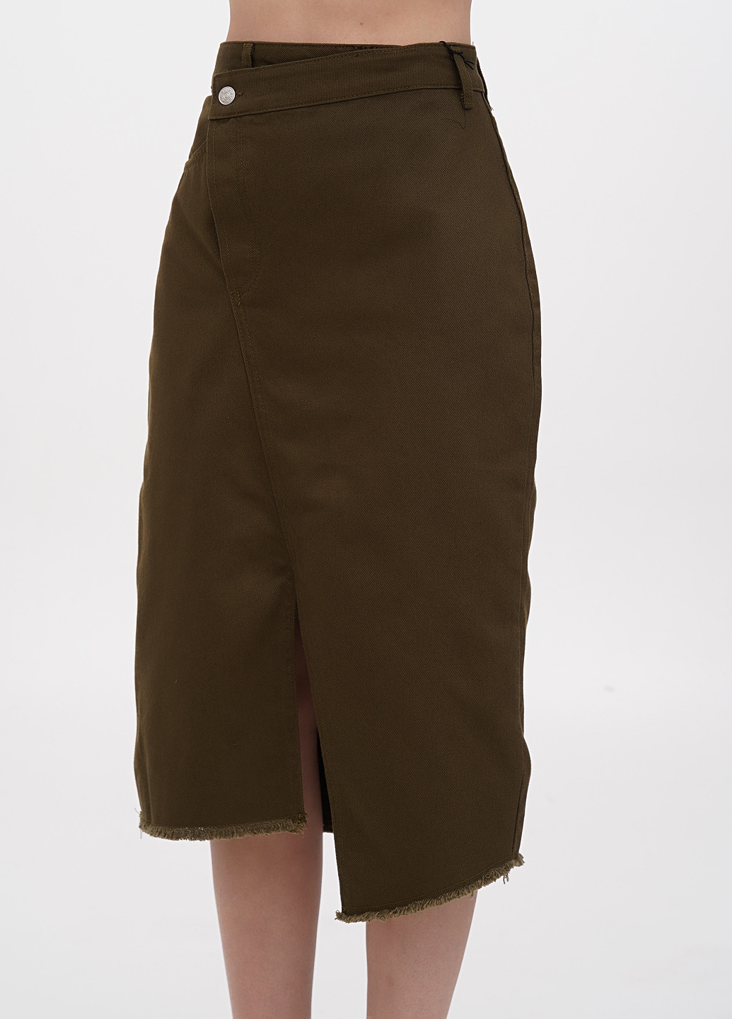 Оливковая (хаки) джинсовая однотонная юбка NA-KD карандаш