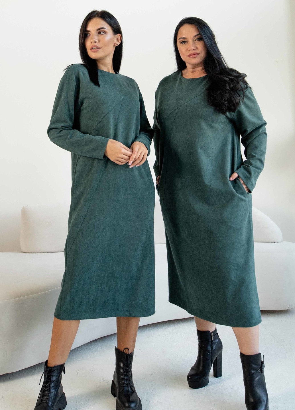 Изумрудное кэжуал платье пэт пл 2621 изумруд Ри Мари однотонное