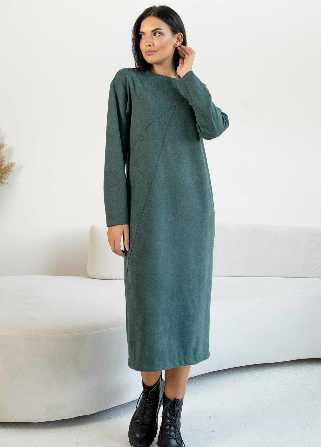 Изумрудное кэжуал платье пэт пл 2621 изумруд Ри Мари однотонное