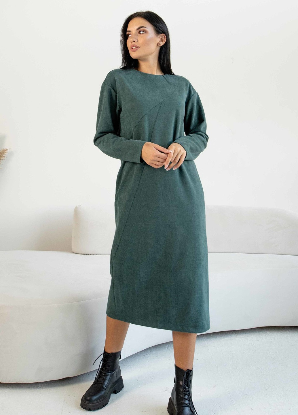 Изумрудное кэжуал платье пэт пл 2621 изумруд Ри Мари однотонное