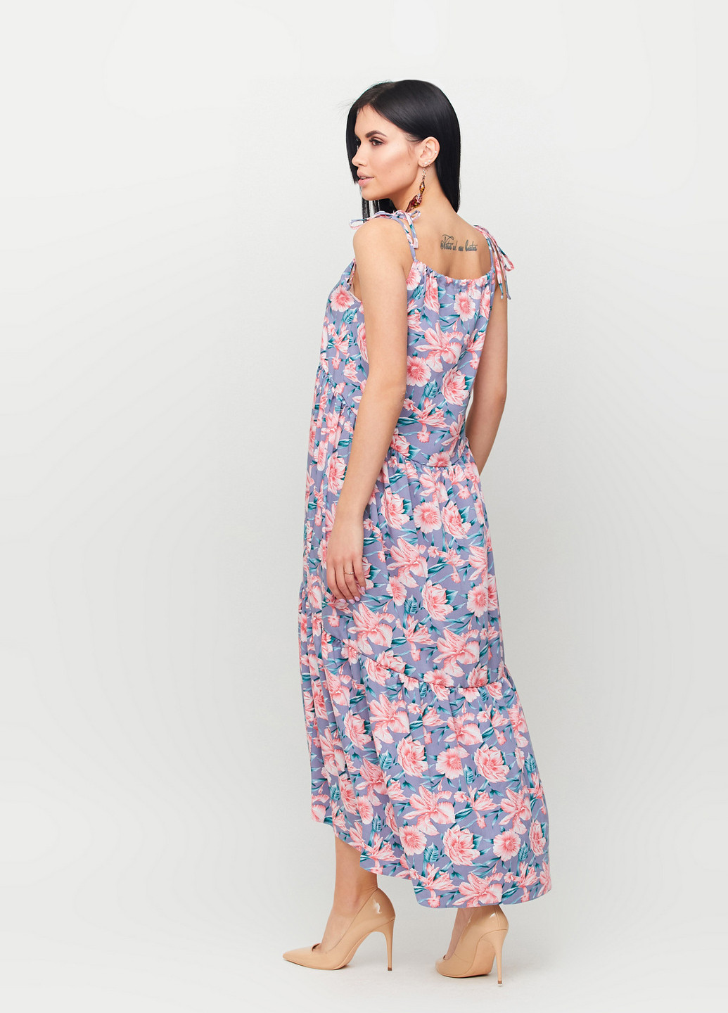 Серое кэжуал платье Karree с цветочным принтом