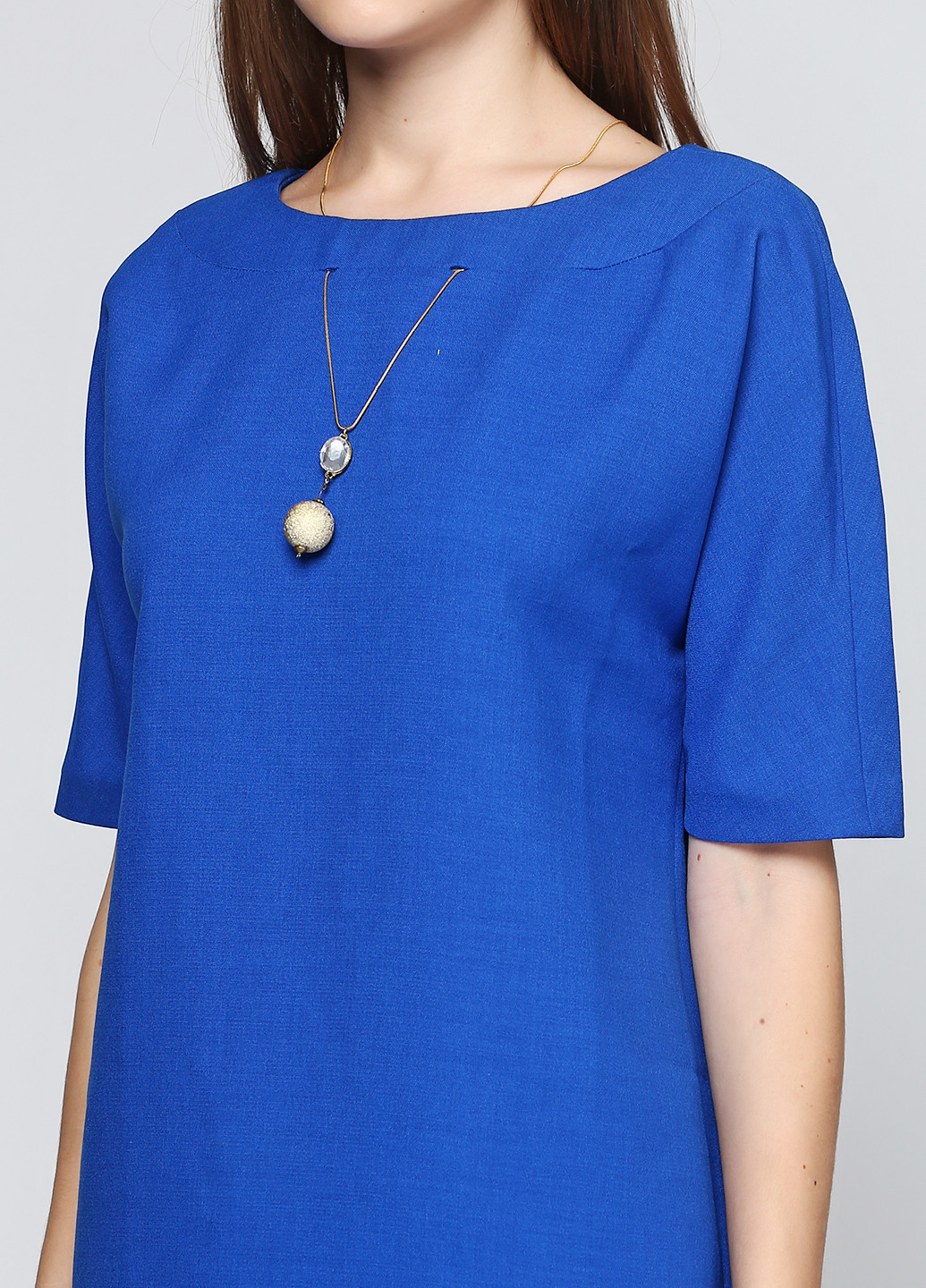 Синее кэжуал платье с коротким рукавом Mascioni однотонное